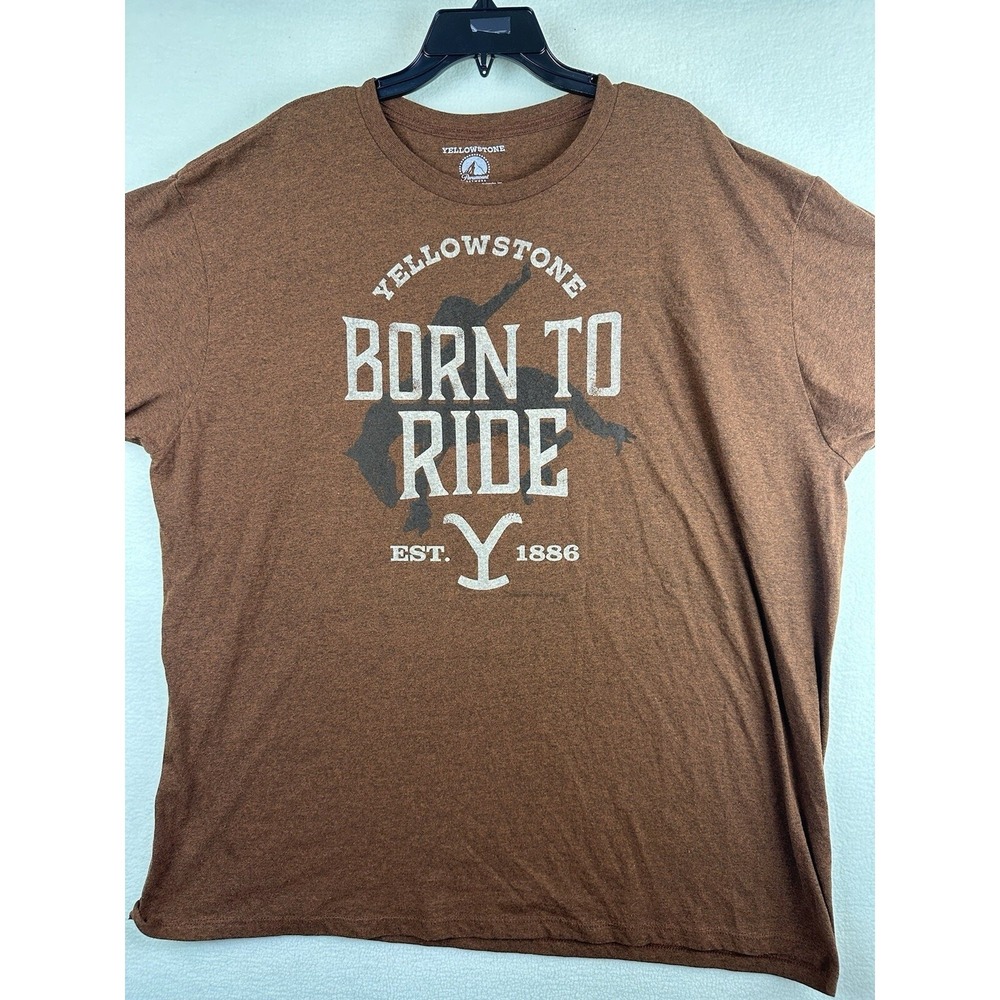Yellowstone Ranch Born To Ride Paramount Men 3XL Brown Short Sleeve T-shirt
